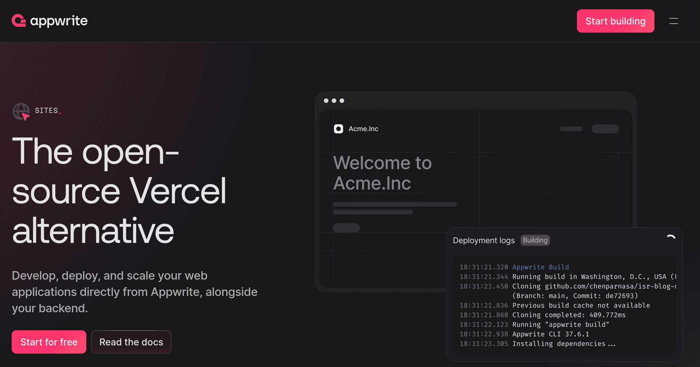 Appwrite Sites OG image