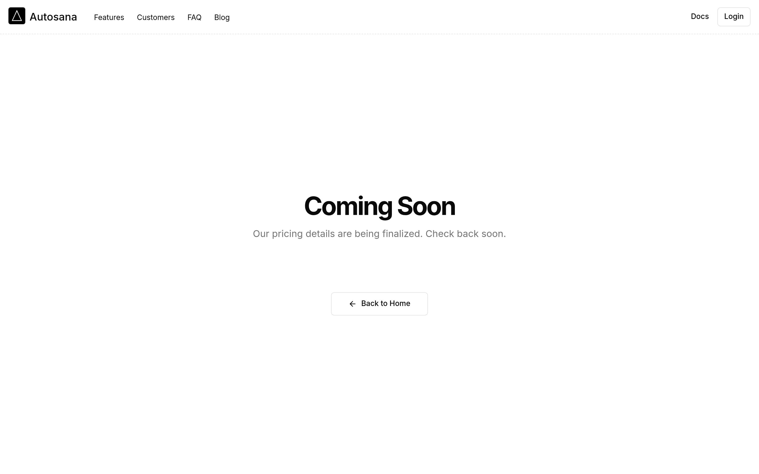 Autosana pricing page screenshot