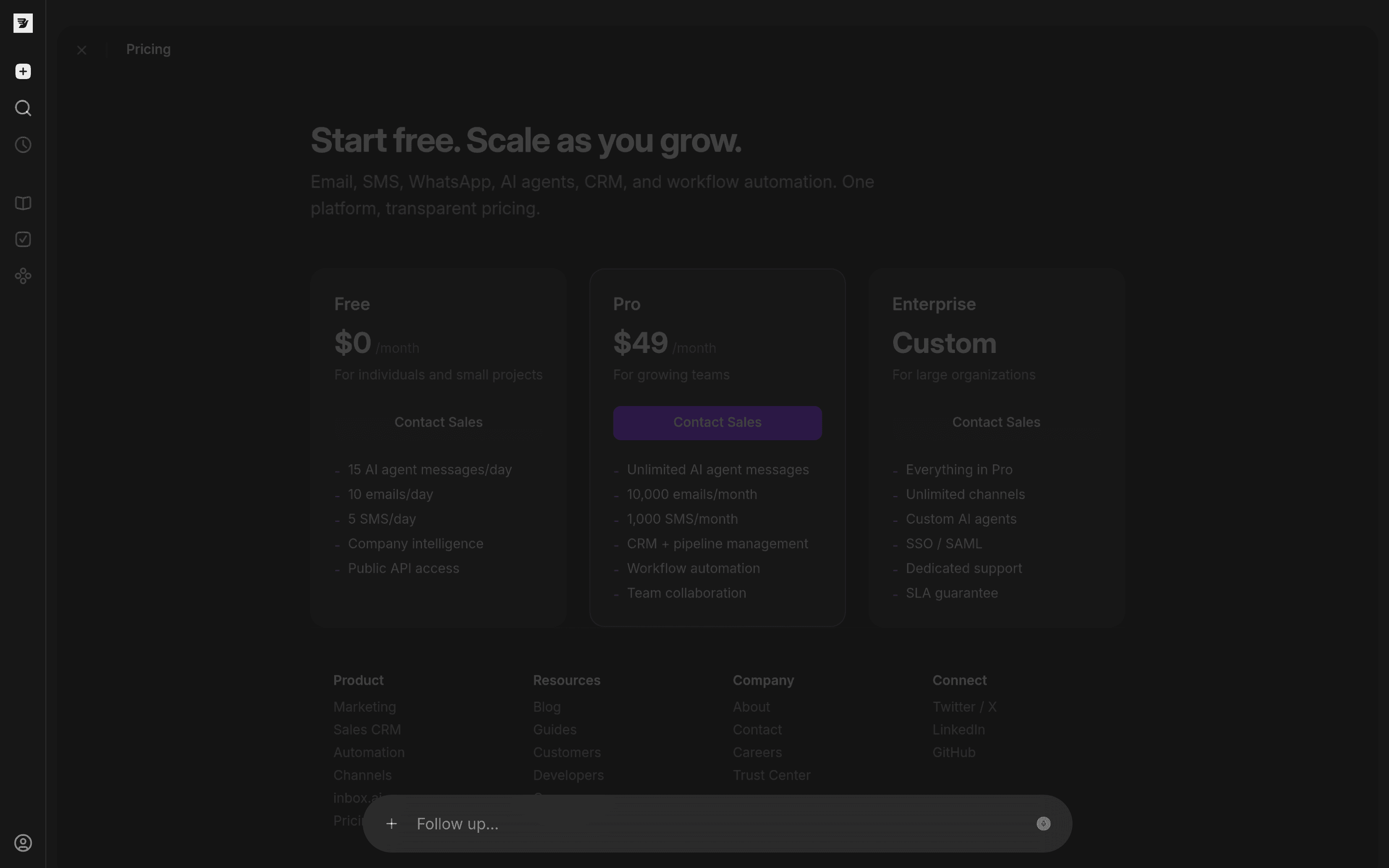 Bird pricing page screenshot