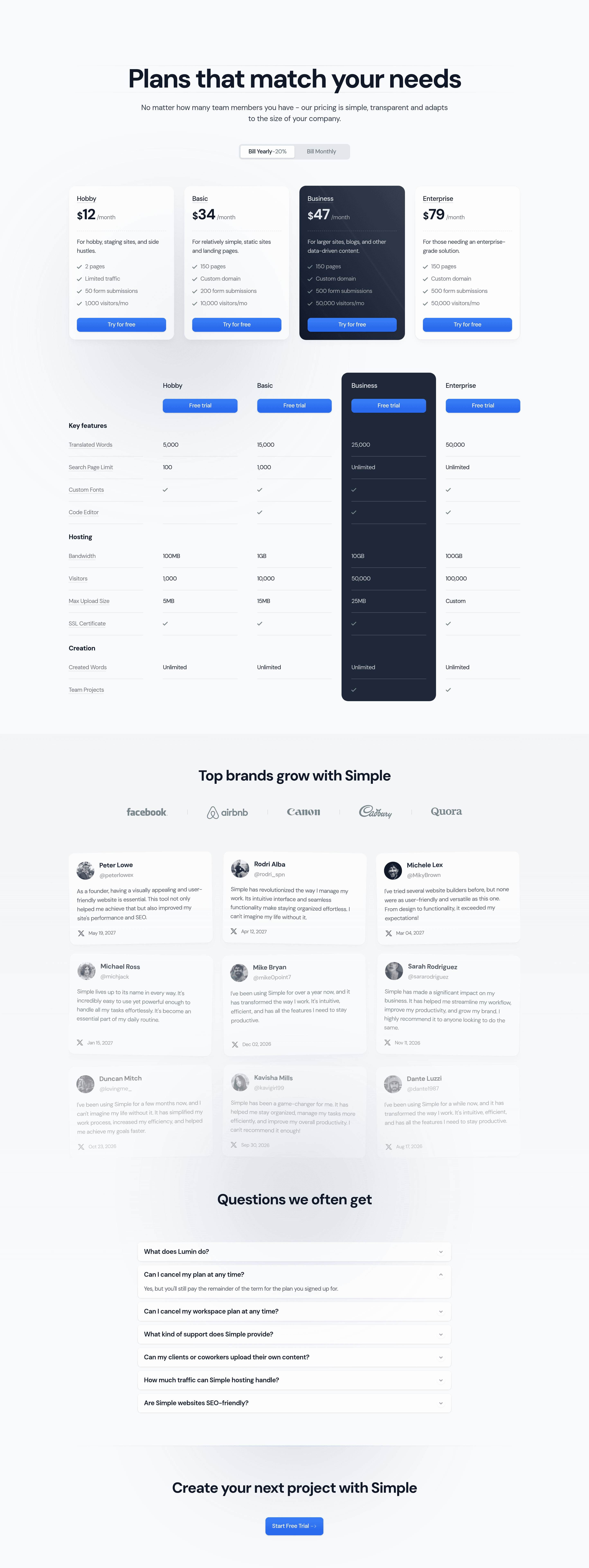 Burt pricing page screenshot