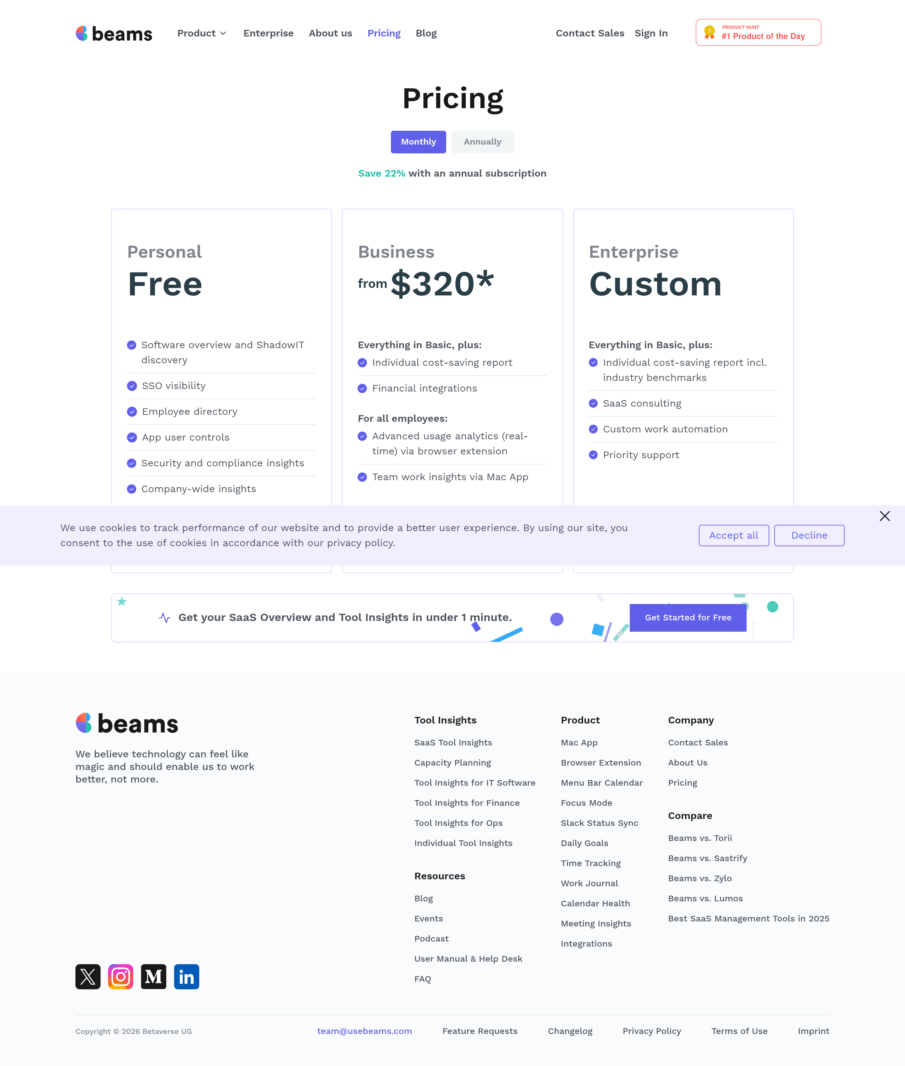 Calendar Health Check pricing page screenshot