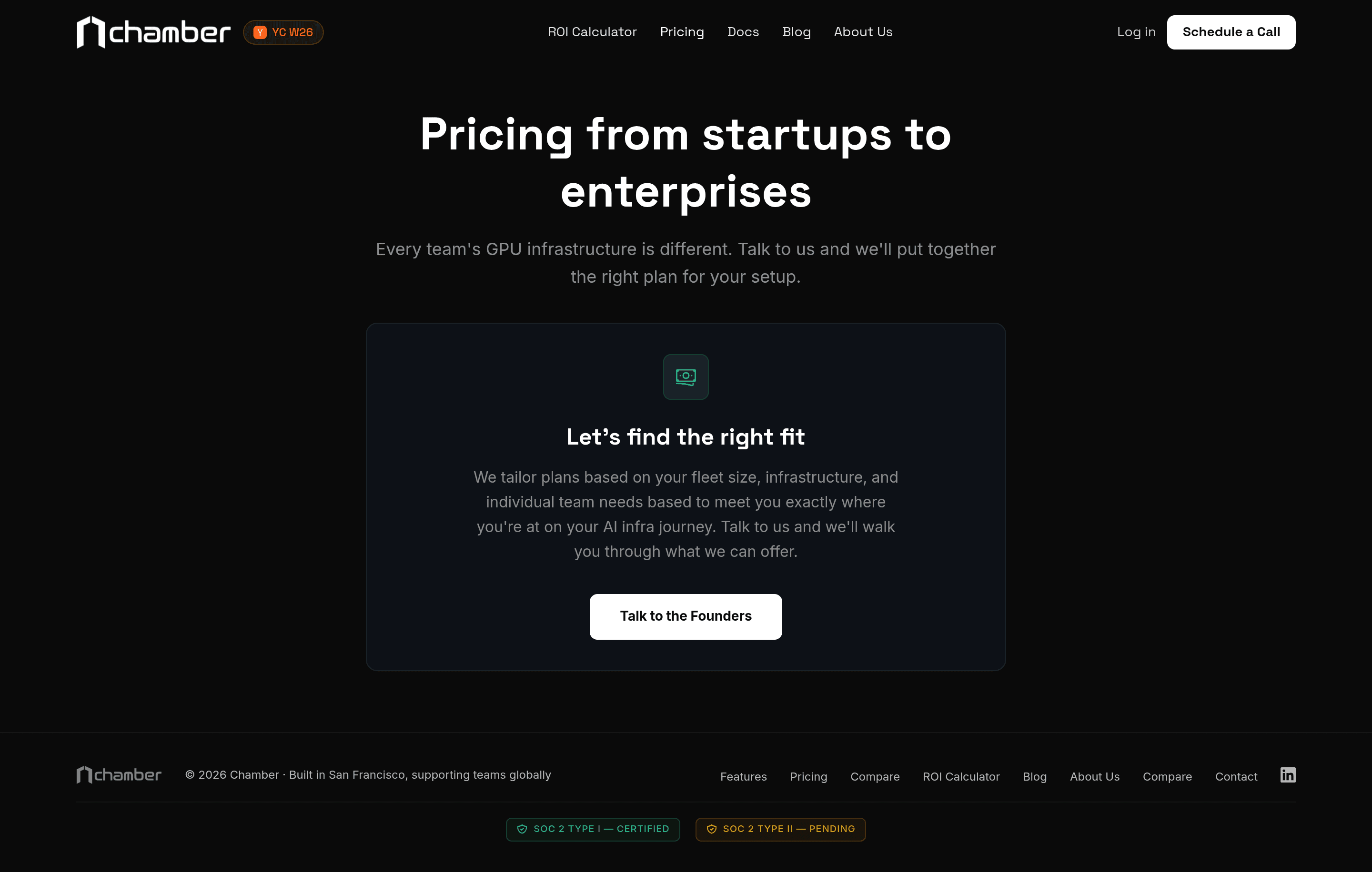 Chamber pricing page screenshot
