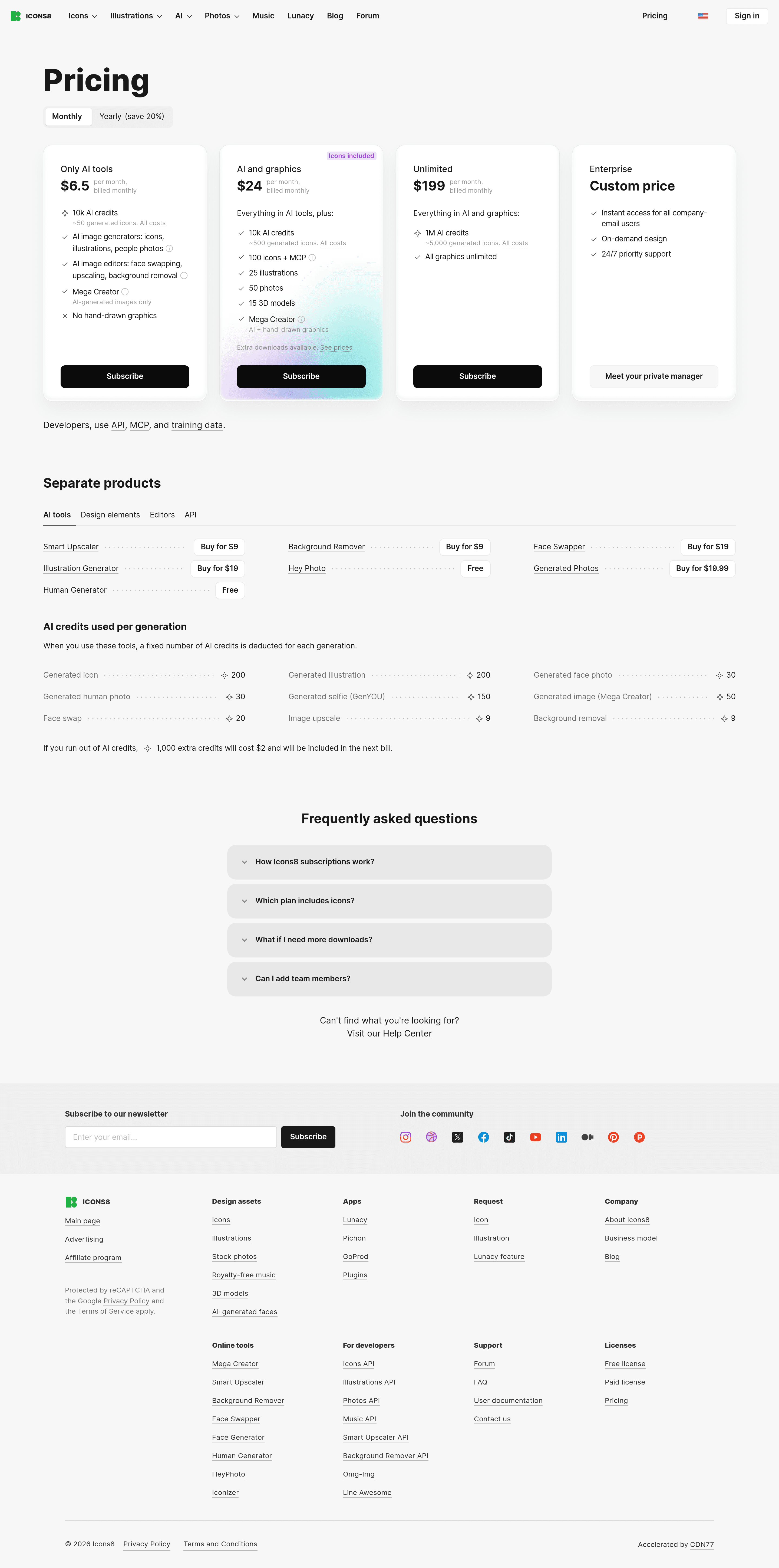 Fugue pricing page screenshot