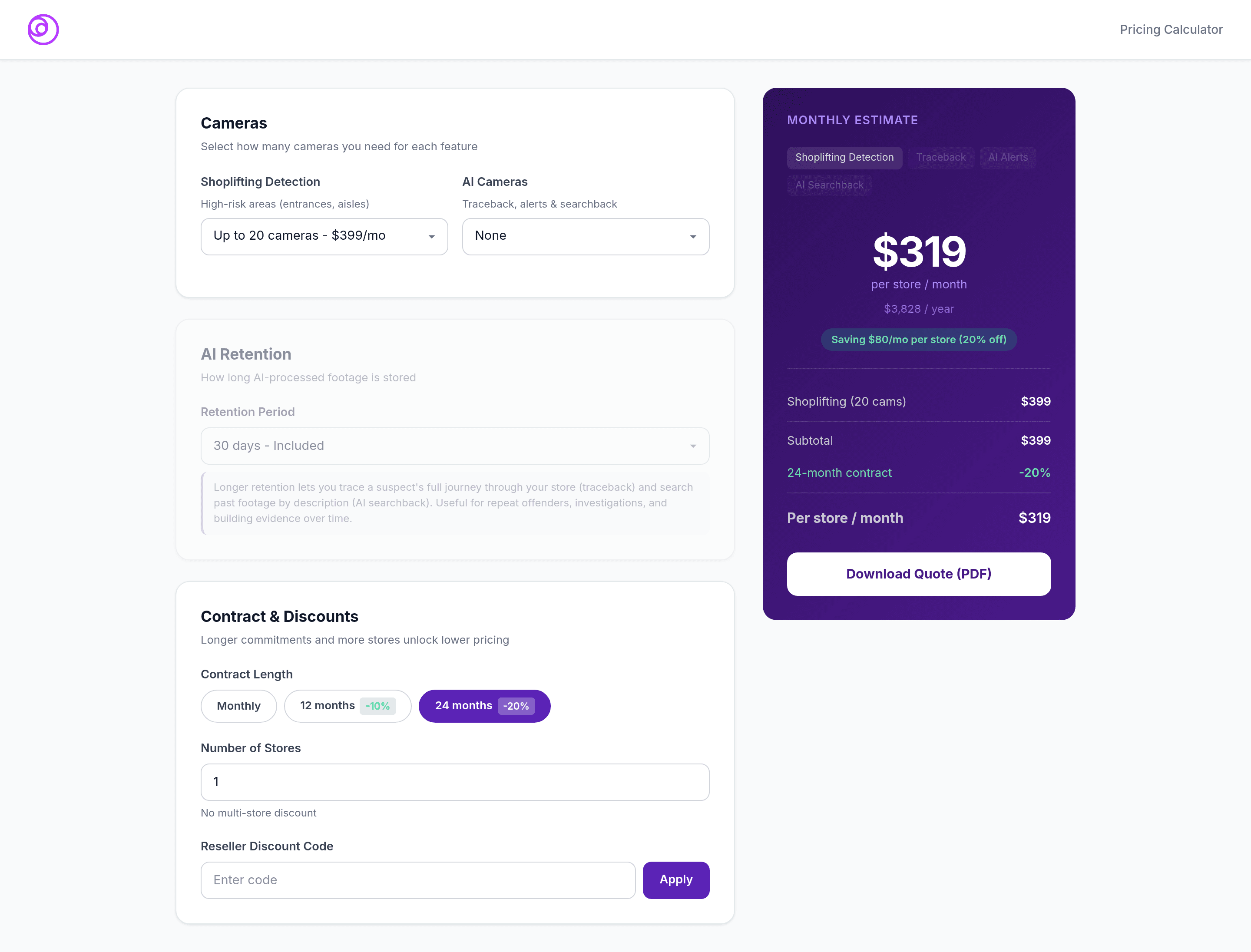 Lexius pricing page screenshot