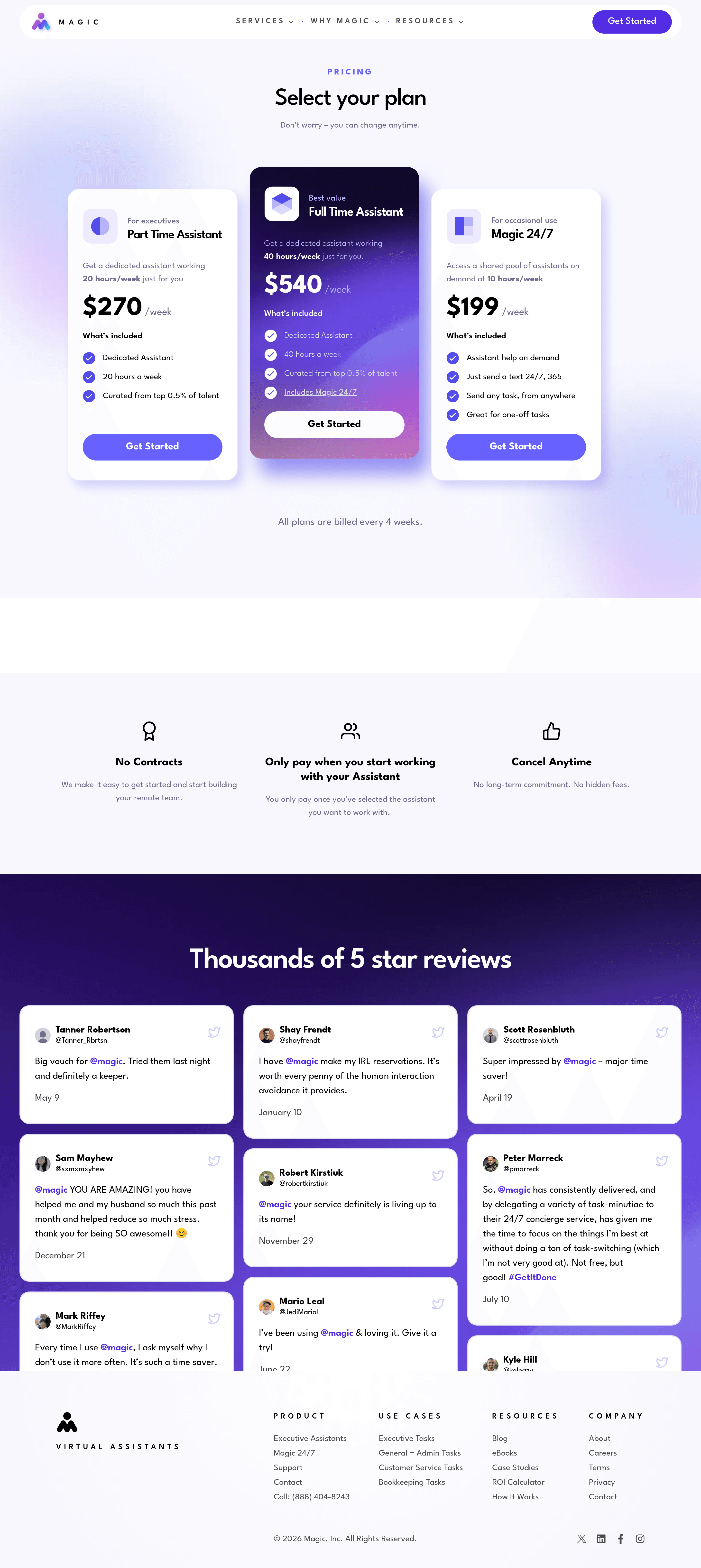 Magic pricing page screenshot