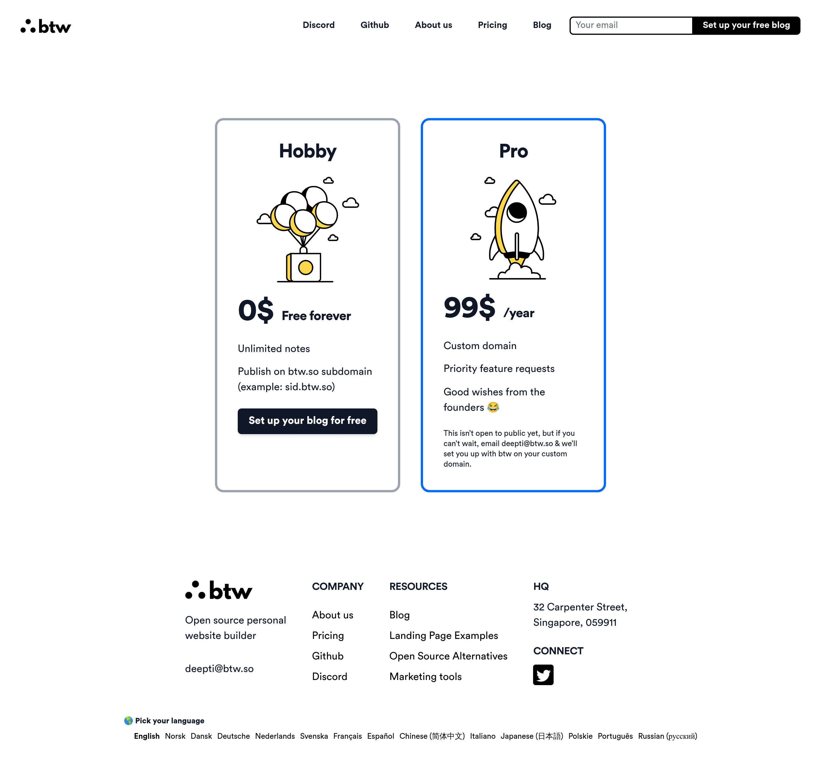 Open Source Alternatives pricing page screenshot