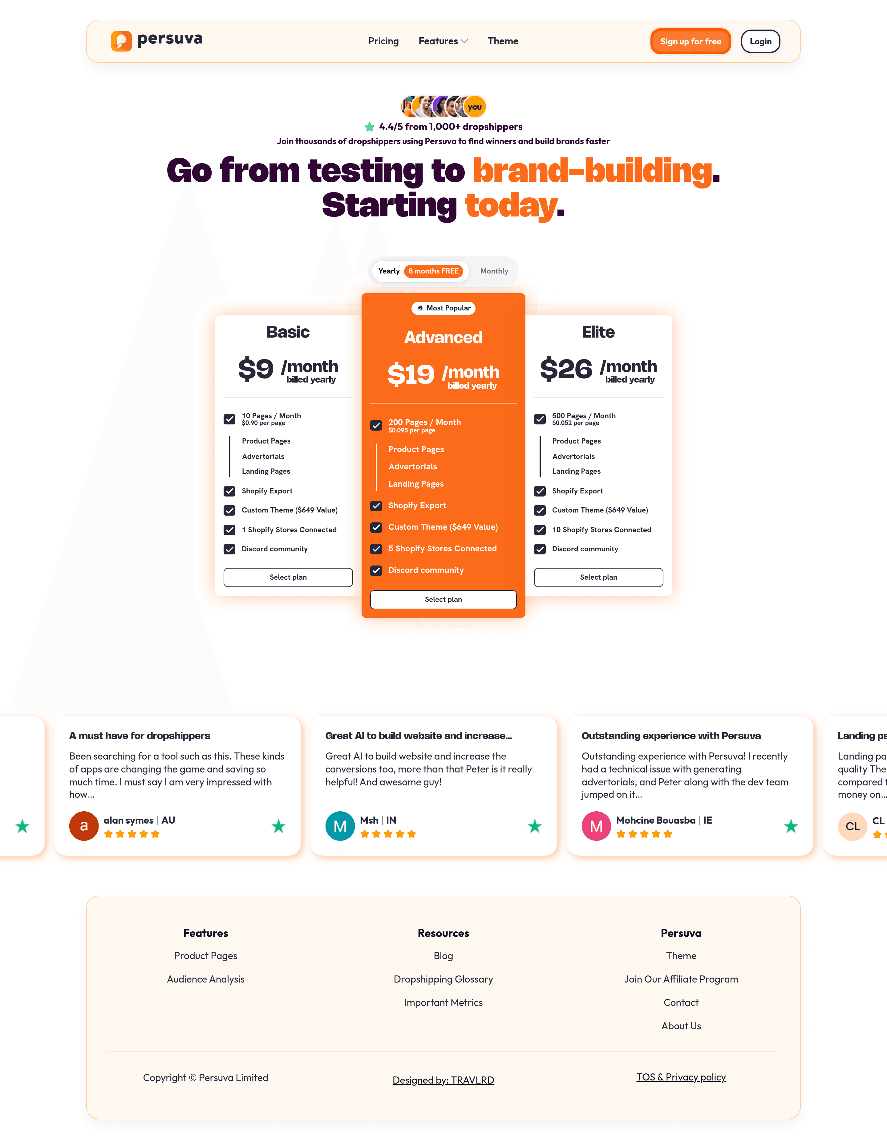 Persuva ai pricing page screenshot