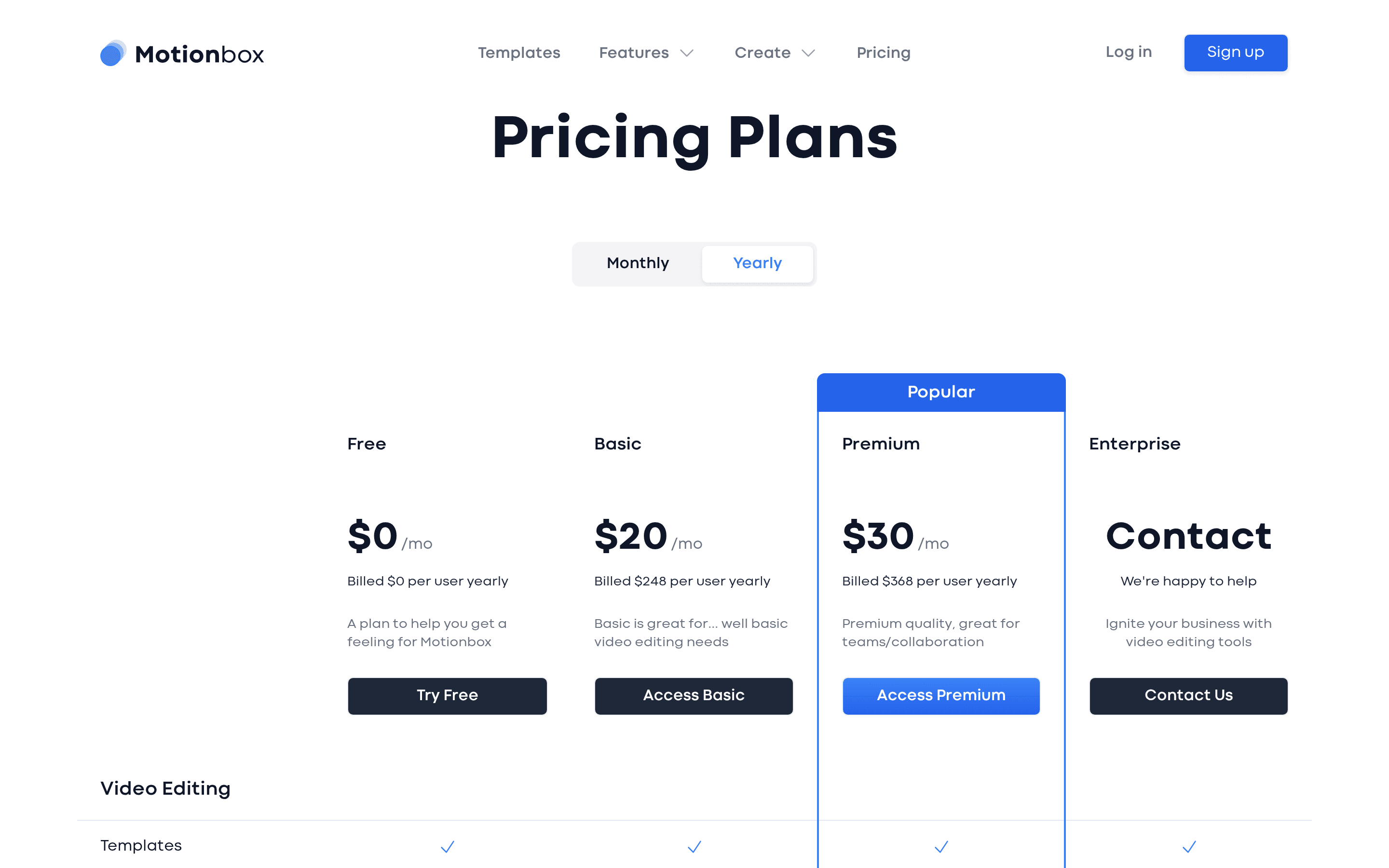Story Creator pricing page screenshot