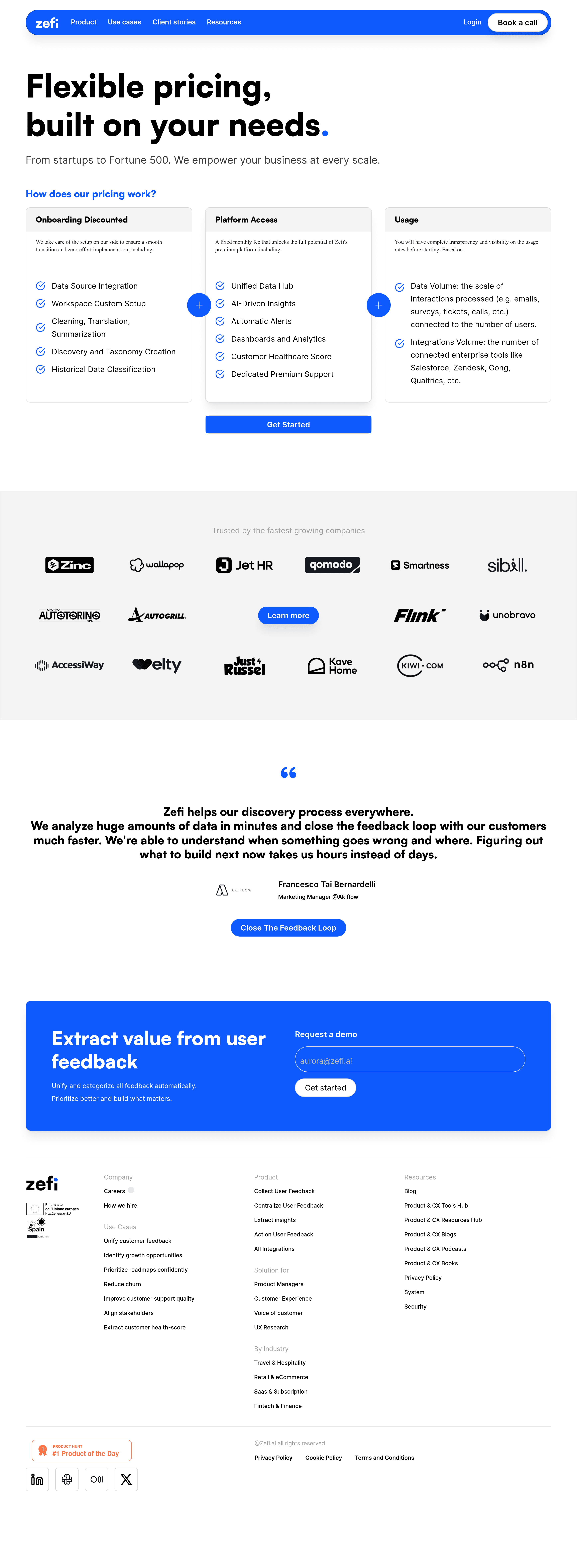 Zefi 1.0 pricing page screenshot
