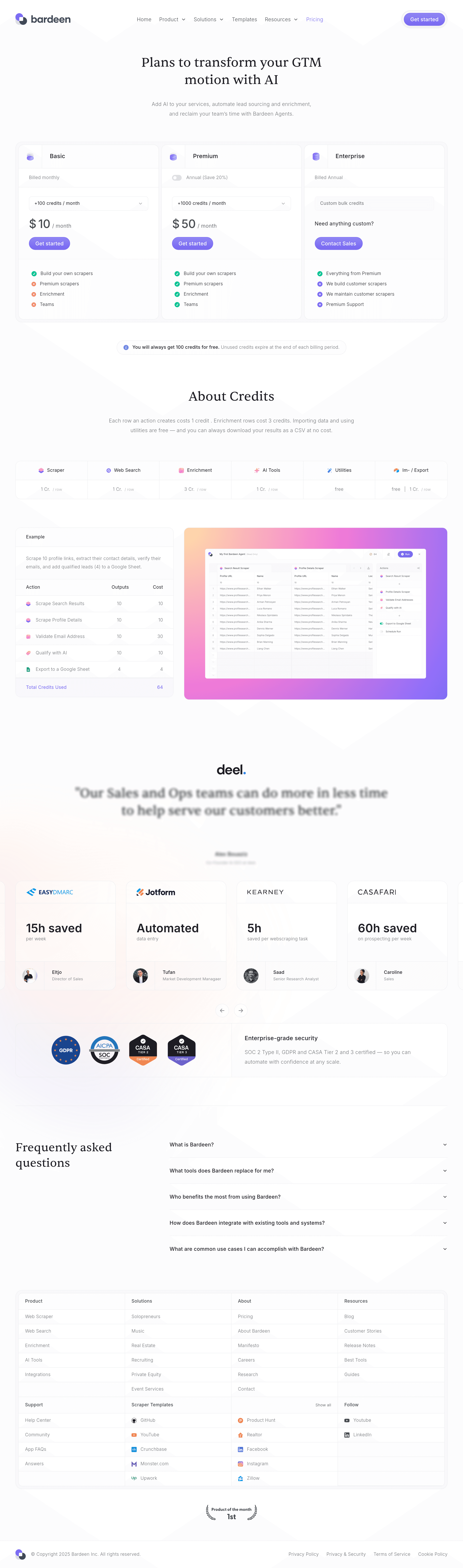 Bardeen 3.0 pricing page screenshot