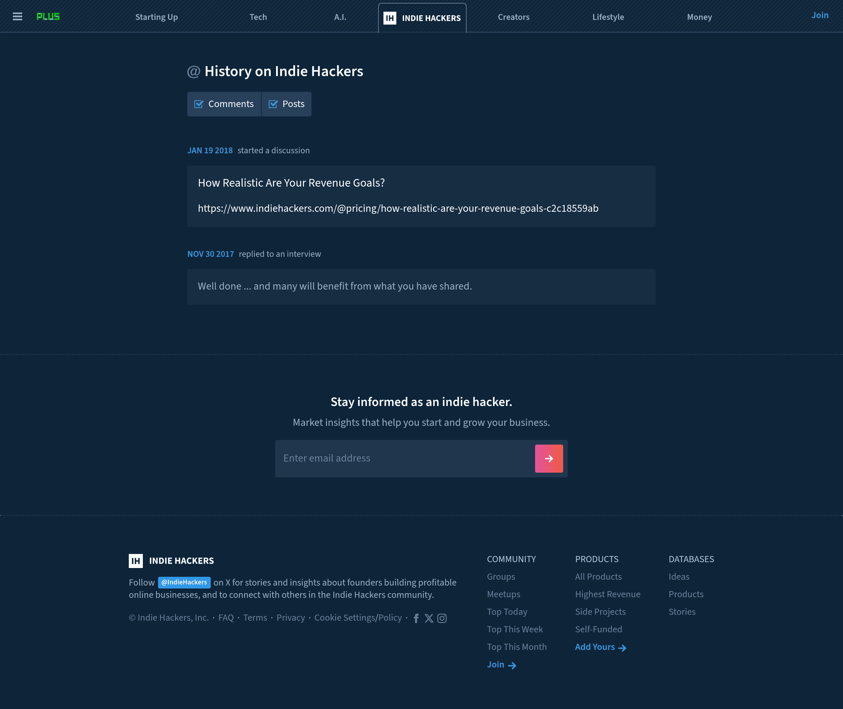 Become an Indie Hacker pricing page screenshot