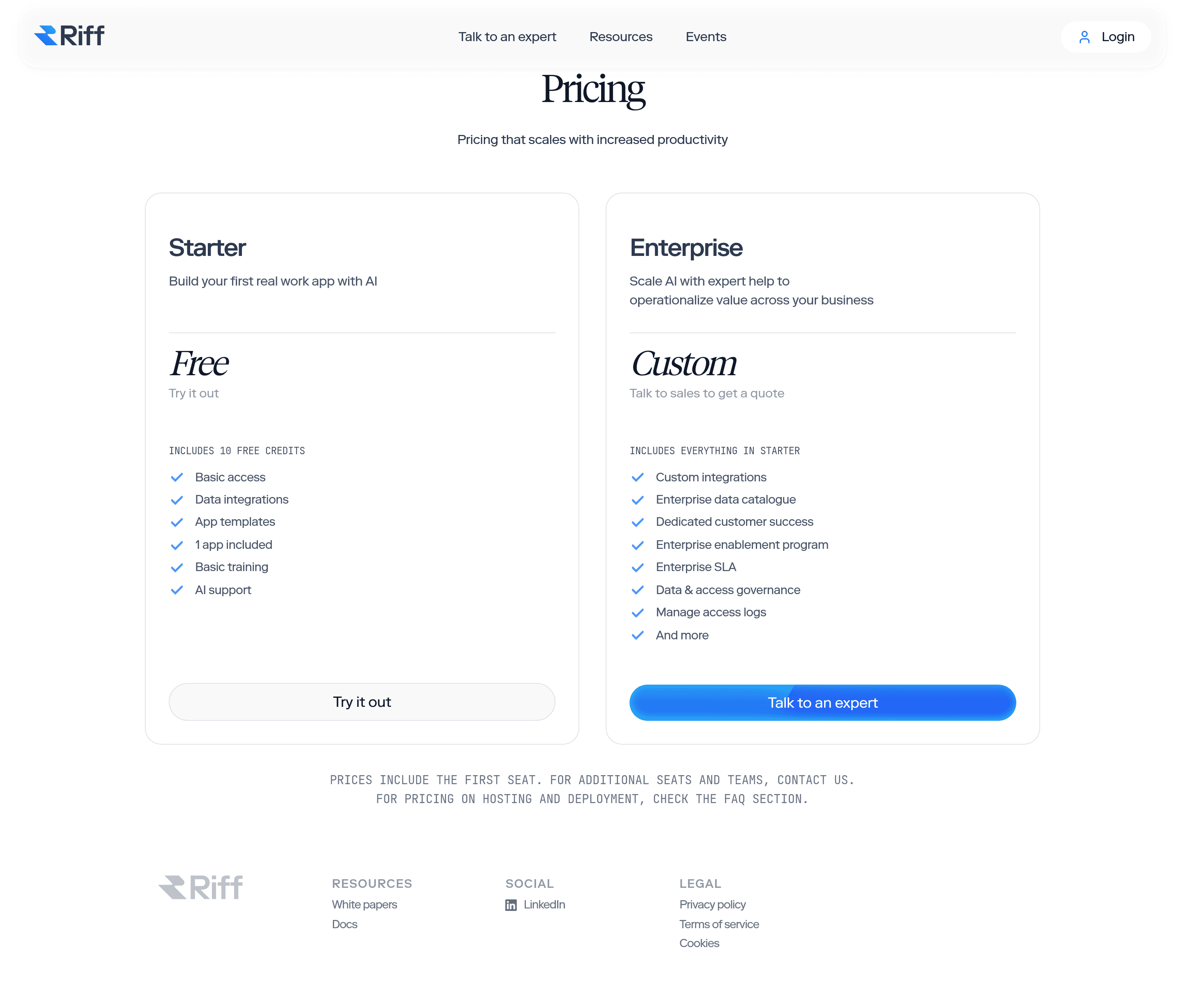 Databutton pricing page screenshot