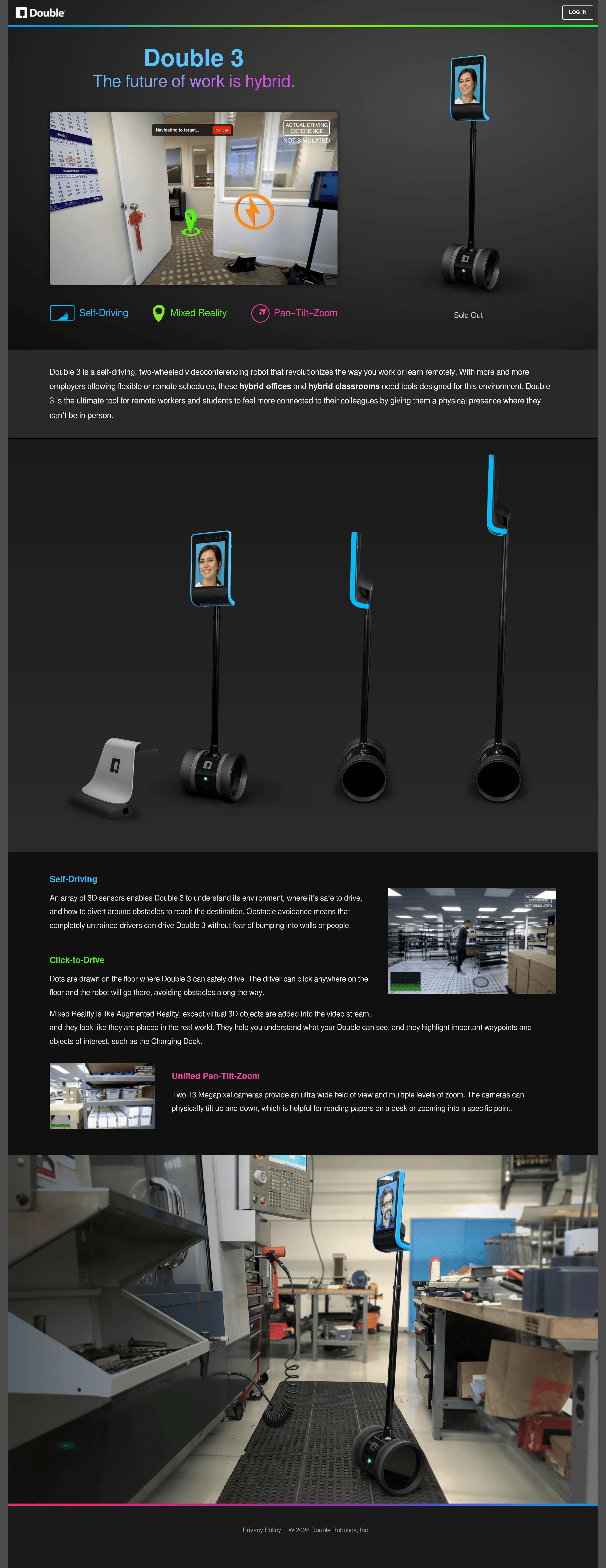 Double Robotics pricing page screenshot