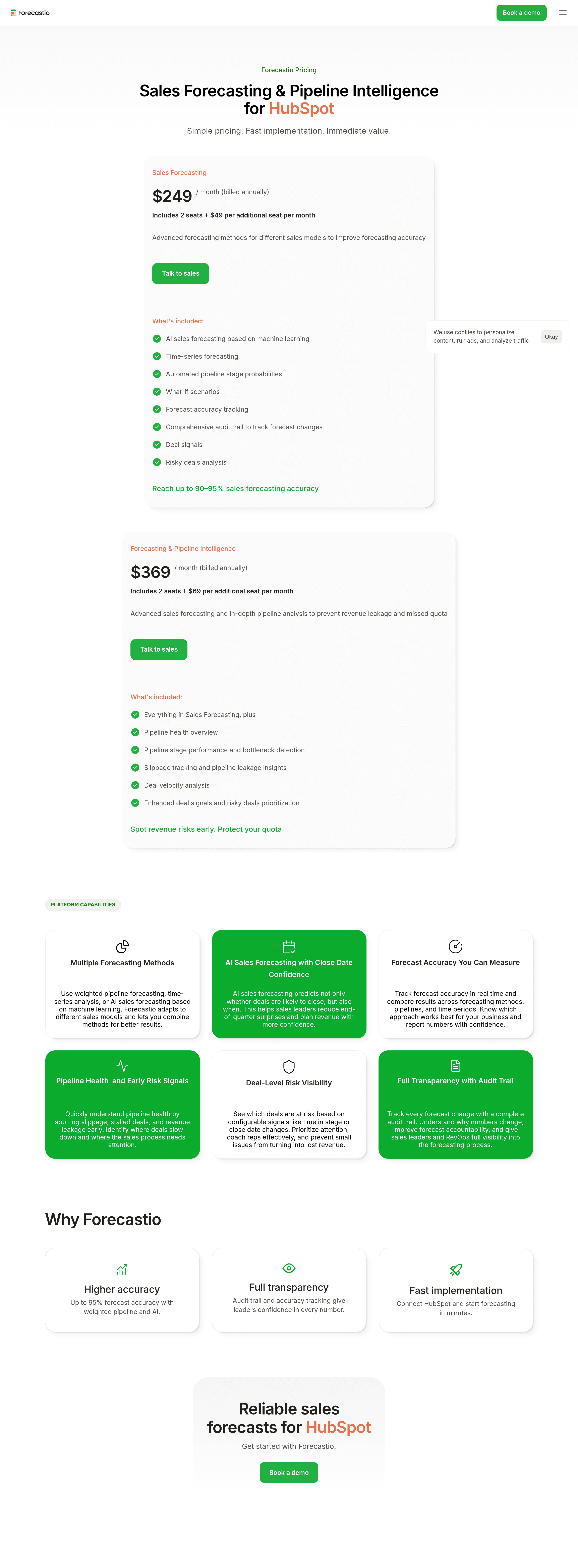 Forecastio pricing page screenshot