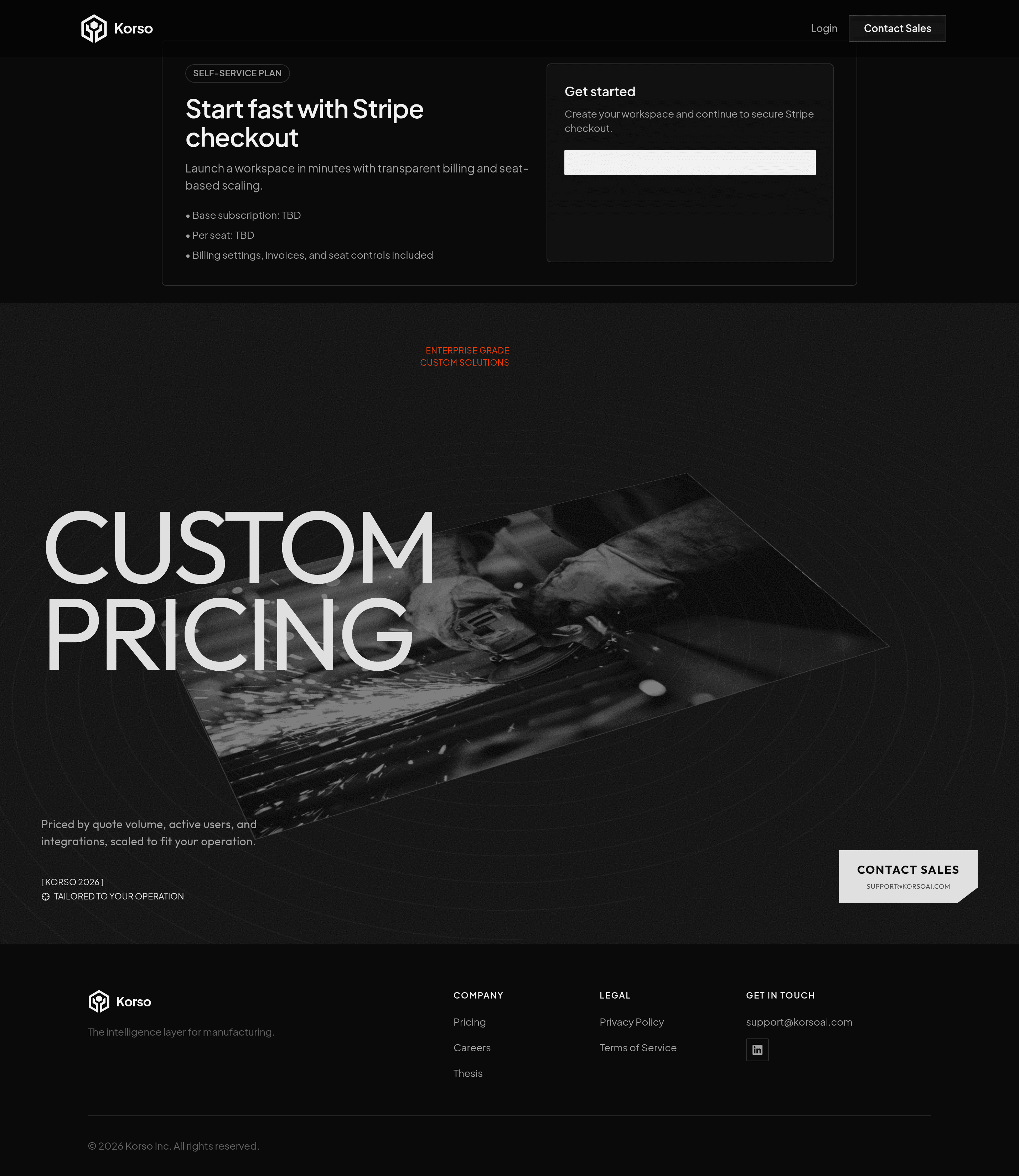 Korso pricing page screenshot