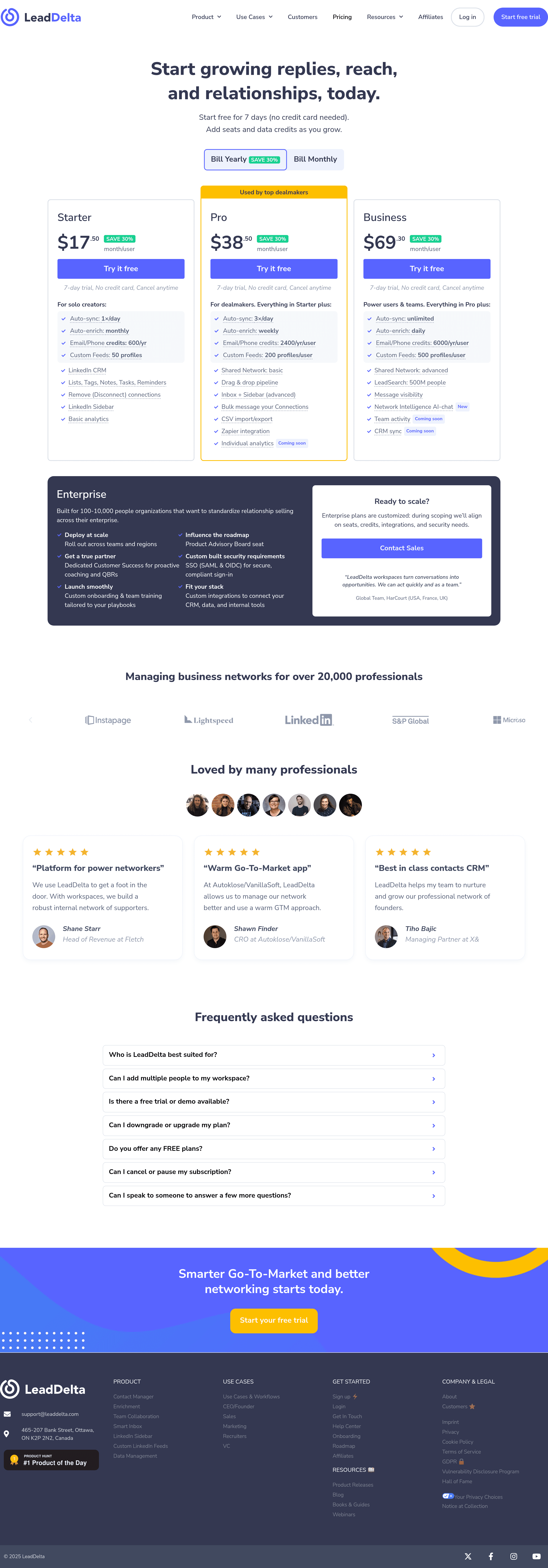 LeadDelta 3.0 pricing page screenshot