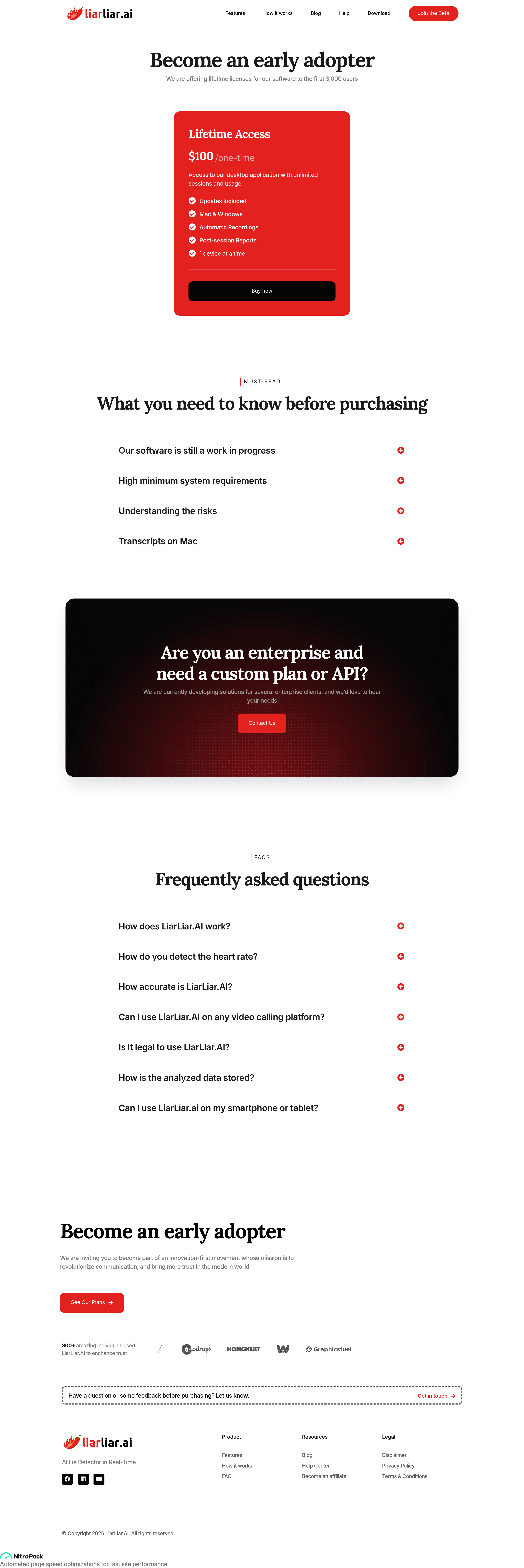 LiarLiar.ai pricing page screenshot