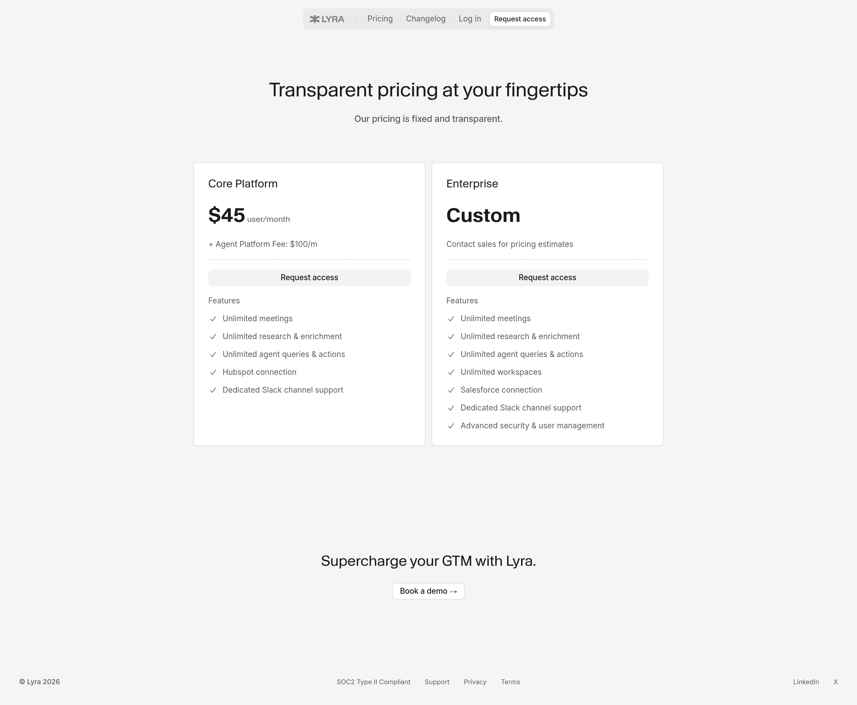 Lyra pricing page screenshot