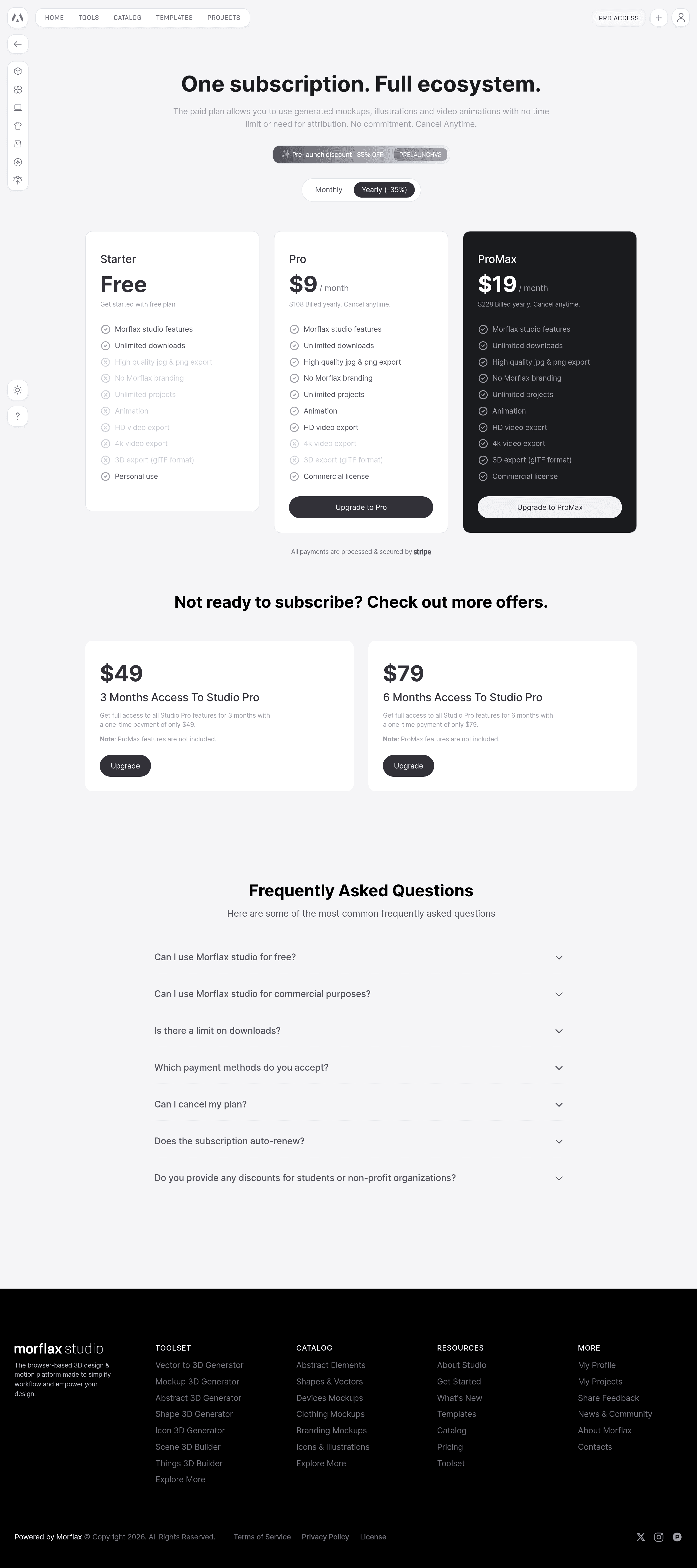 Mesh pricing page screenshot