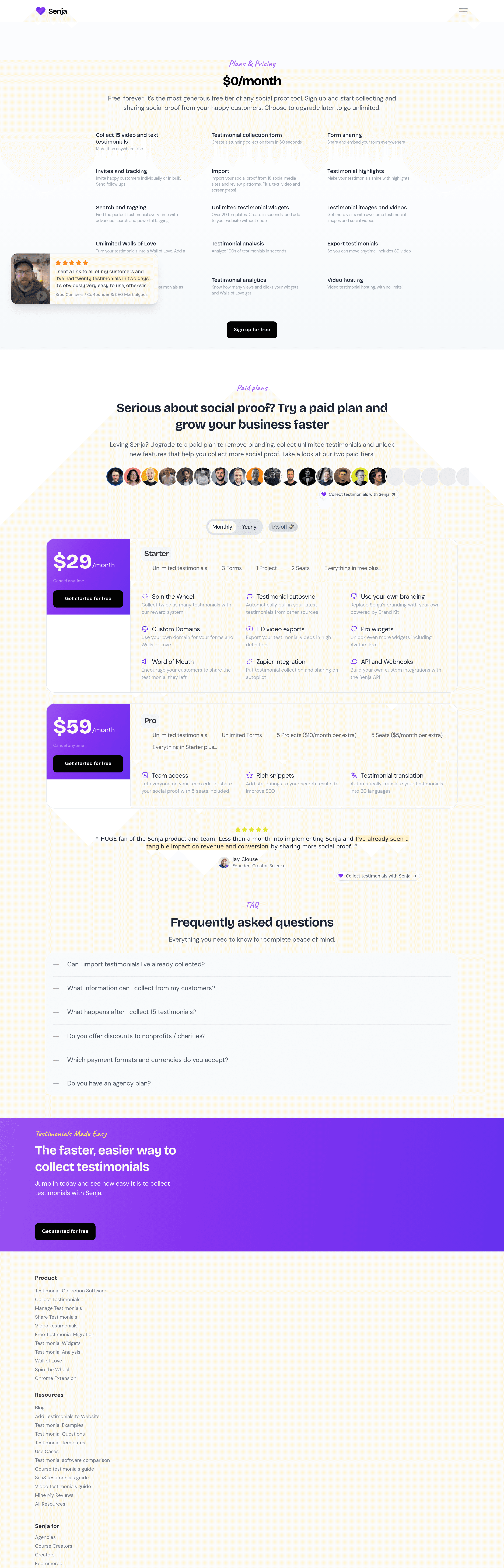 Mine My Reviews pricing page screenshot