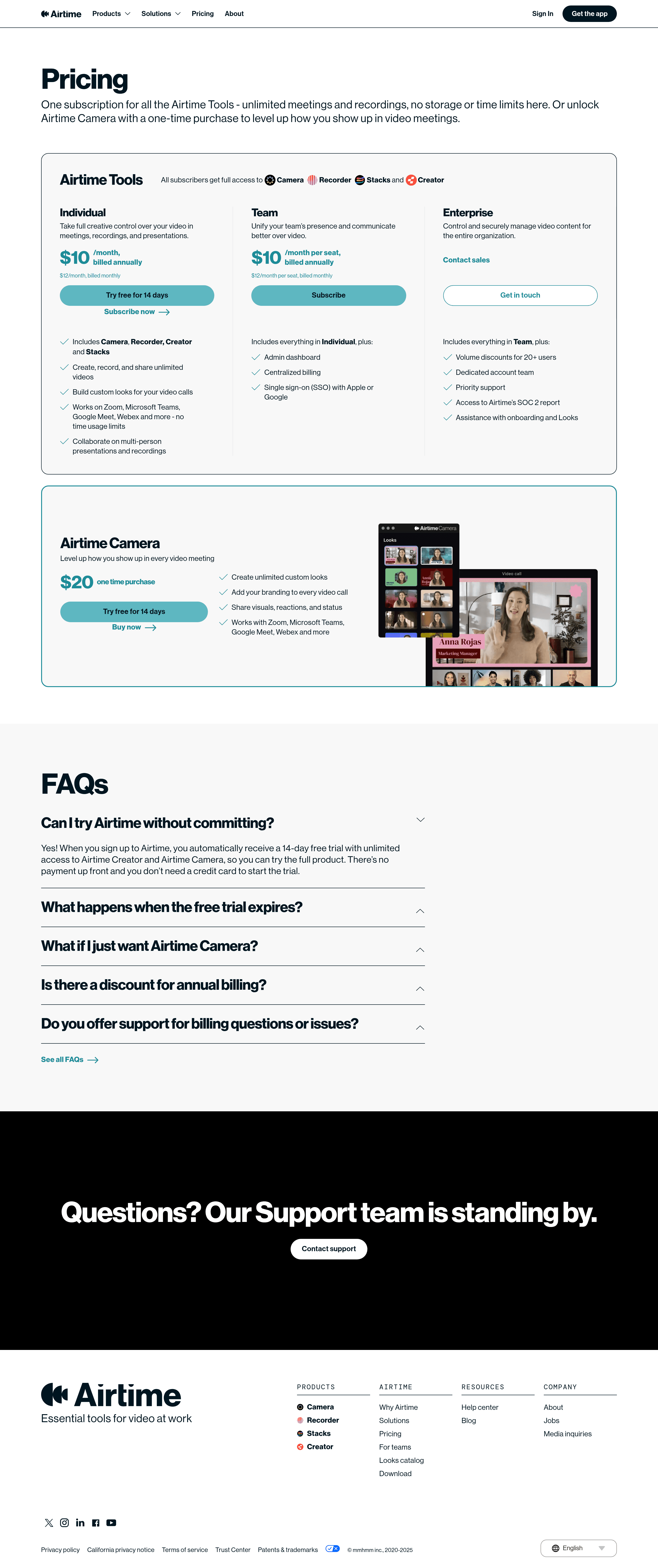 mmhmm pricing page screenshot