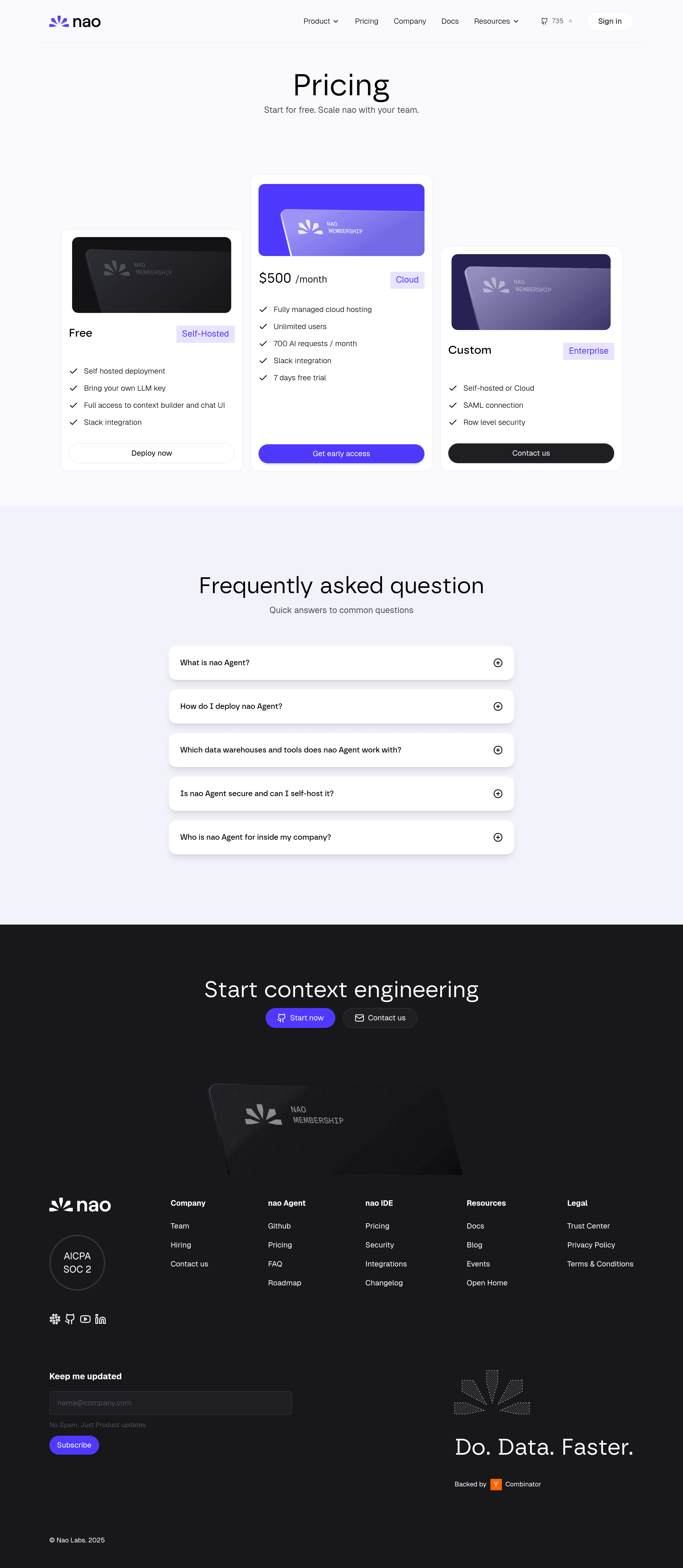 nao Labs pricing page screenshot