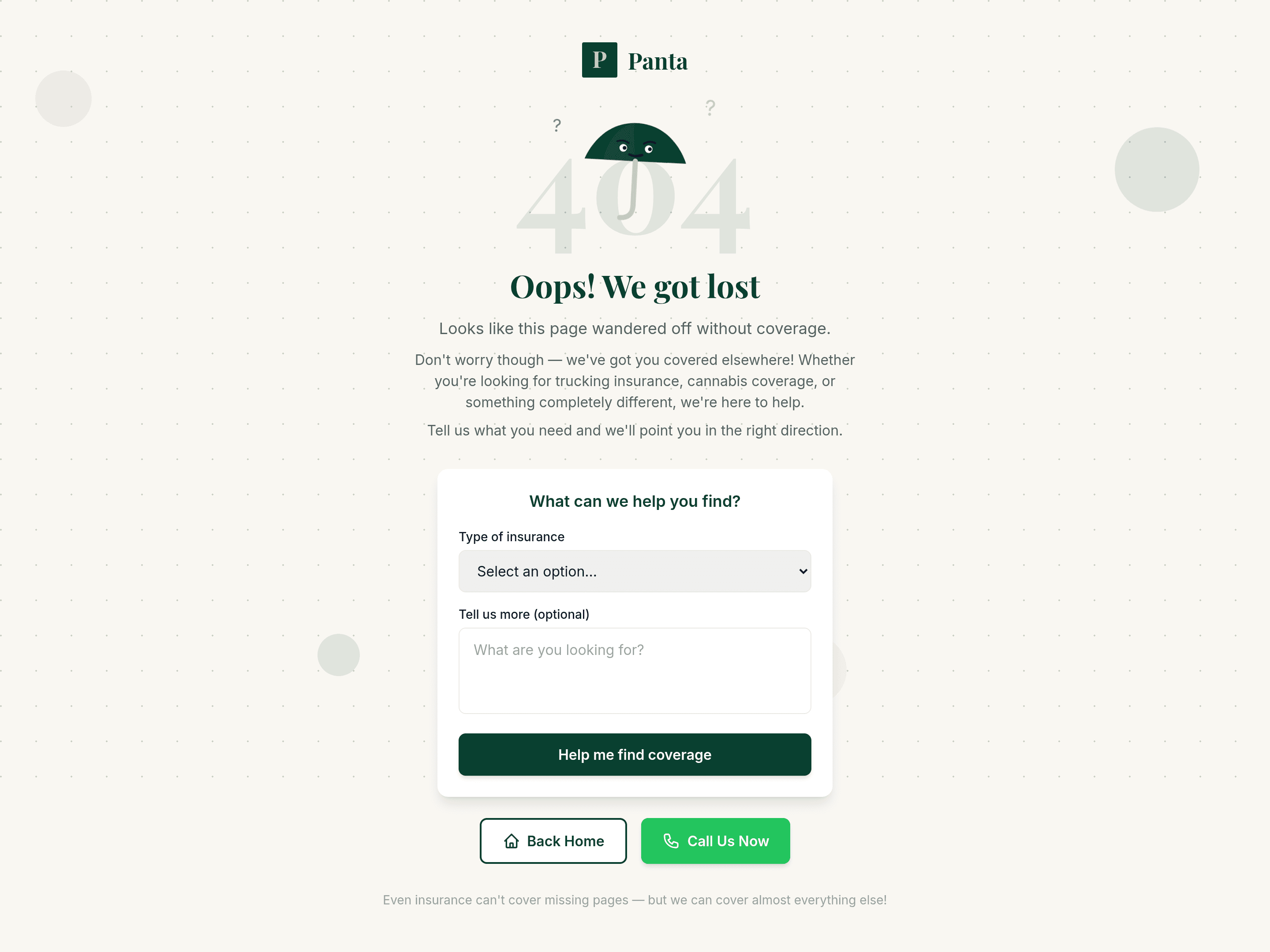 Panta pricing page screenshot
