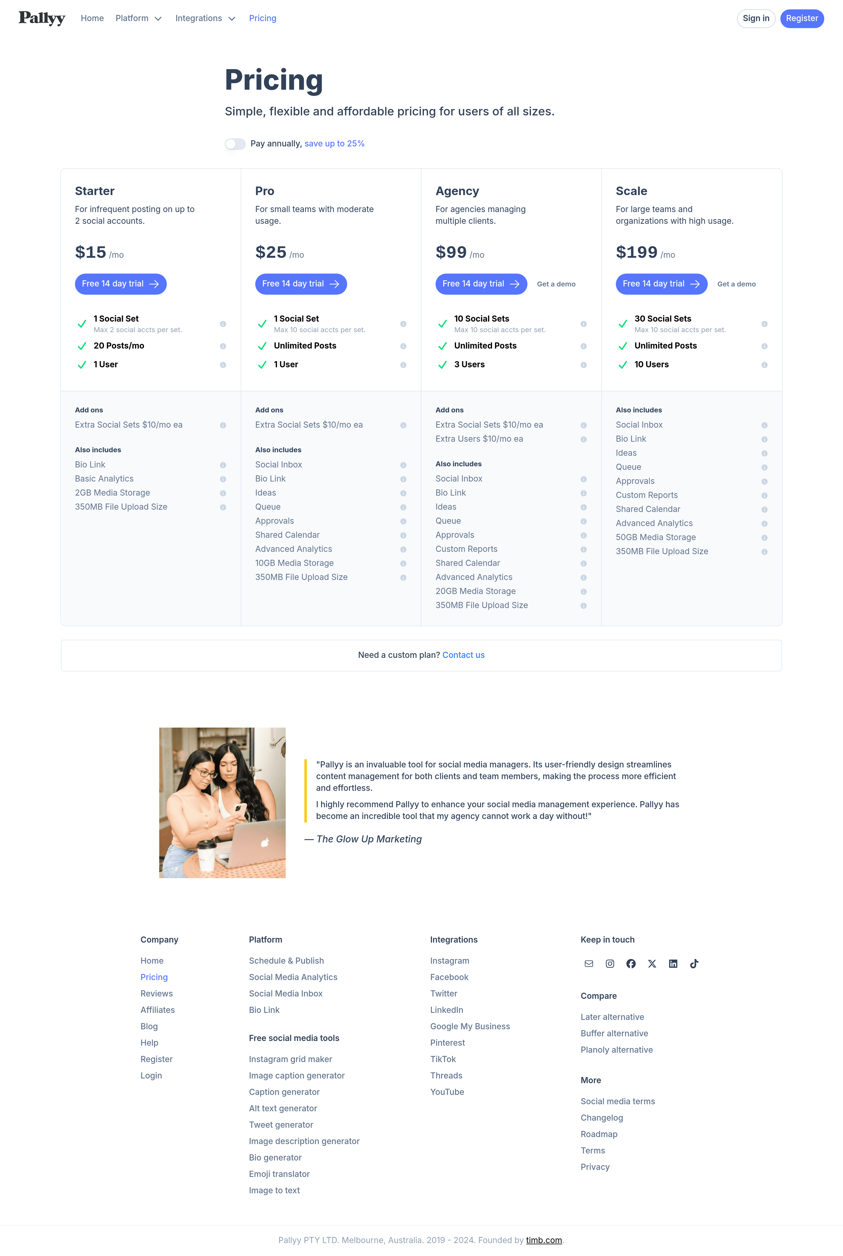 ThreadStart pricing page screenshot