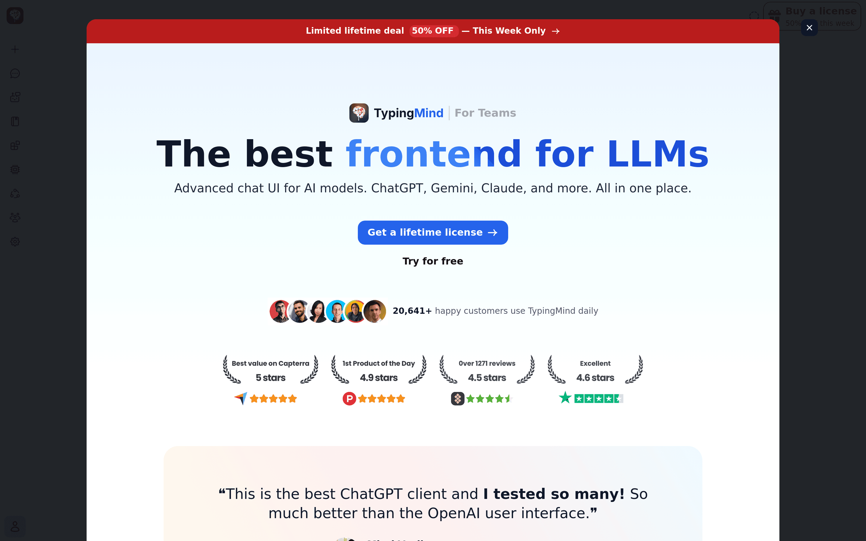 Typing Mind pricing page screenshot