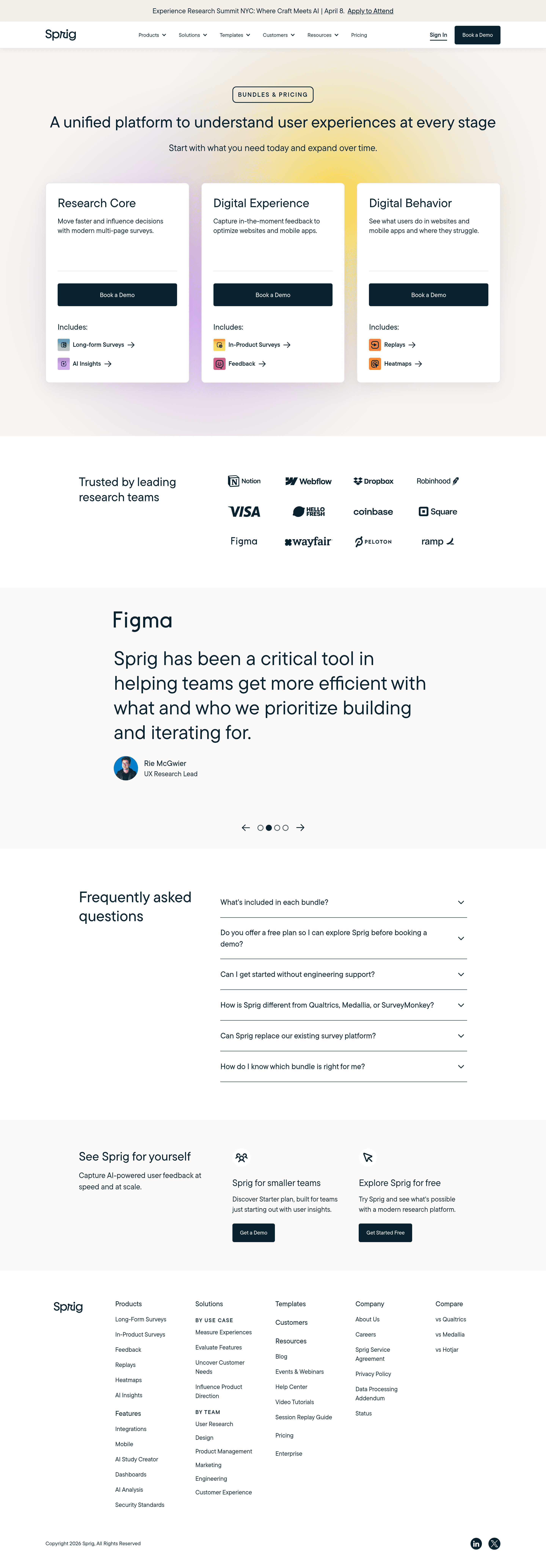 UserLeap pricing page screenshot
