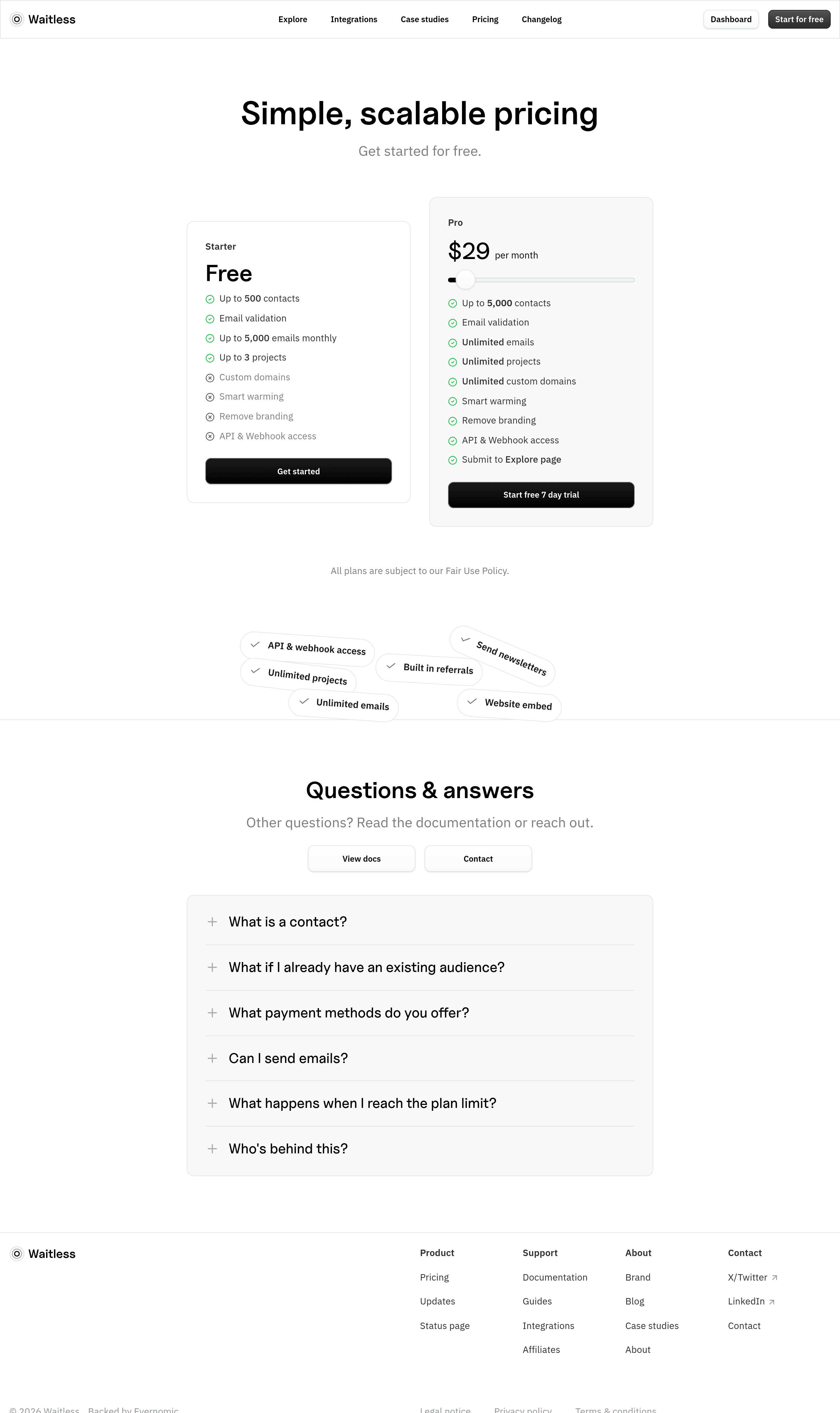 Waitless pricing page screenshot