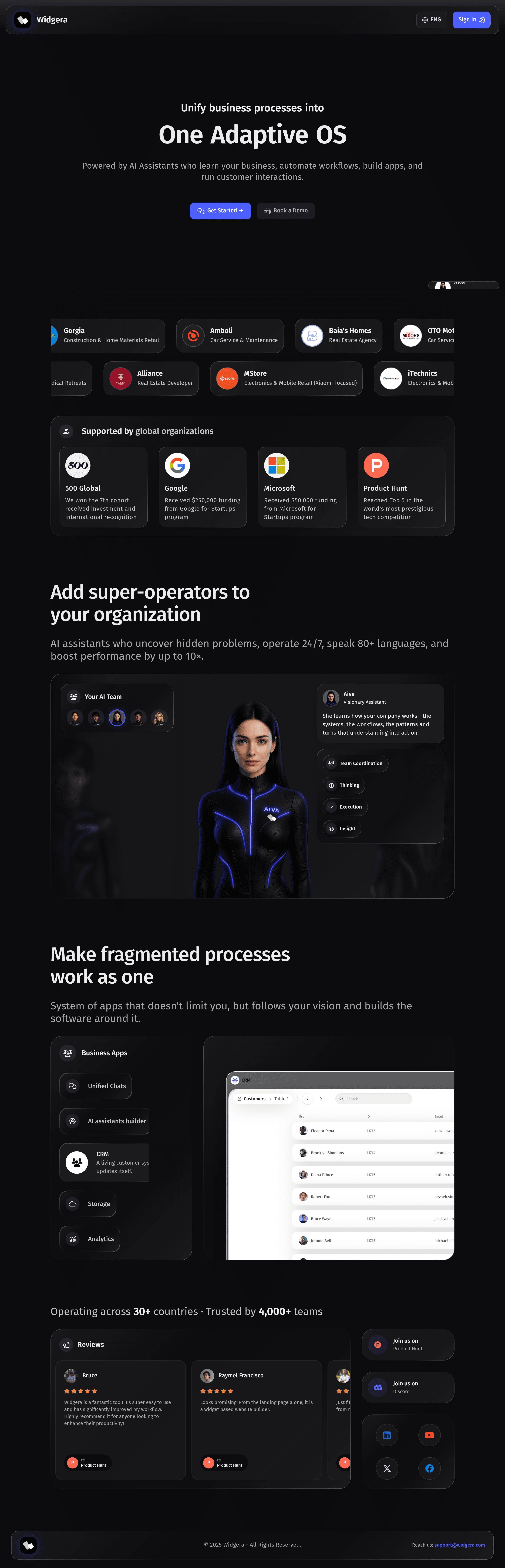 Widgera pricing page screenshot