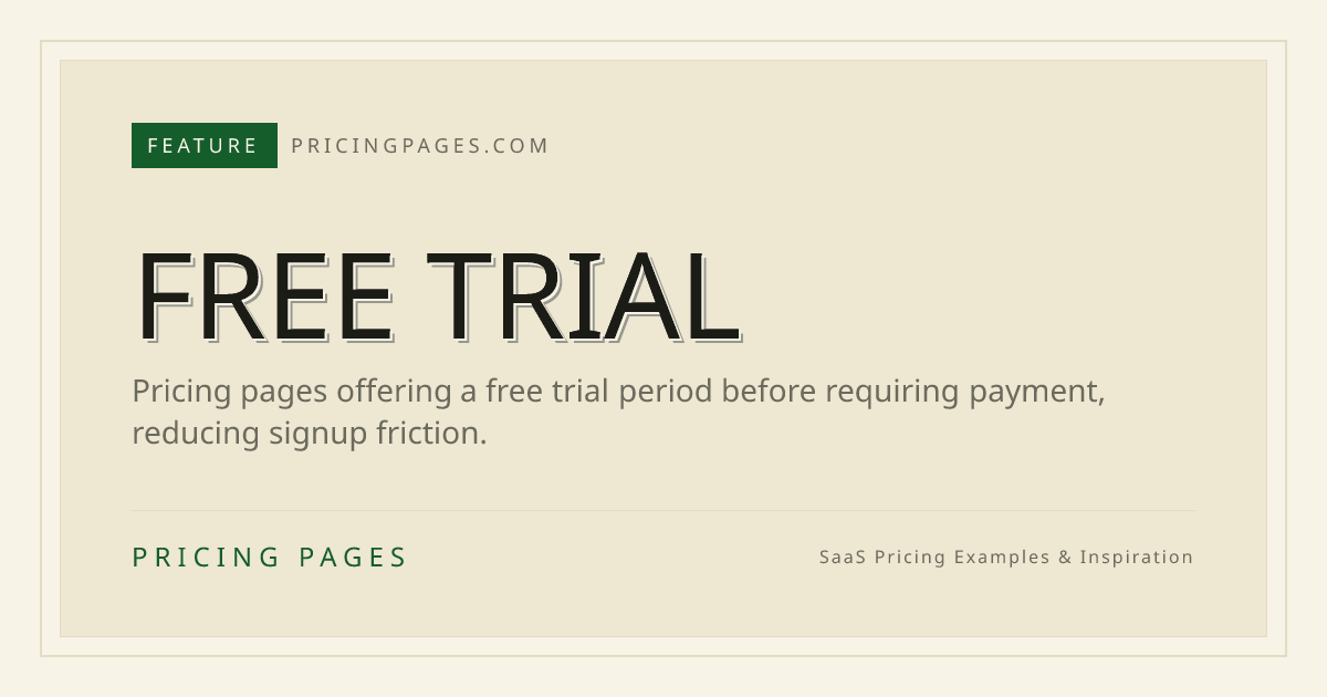 SaaS Pricing Pages with Free Trial — Examples | PricingPages.com