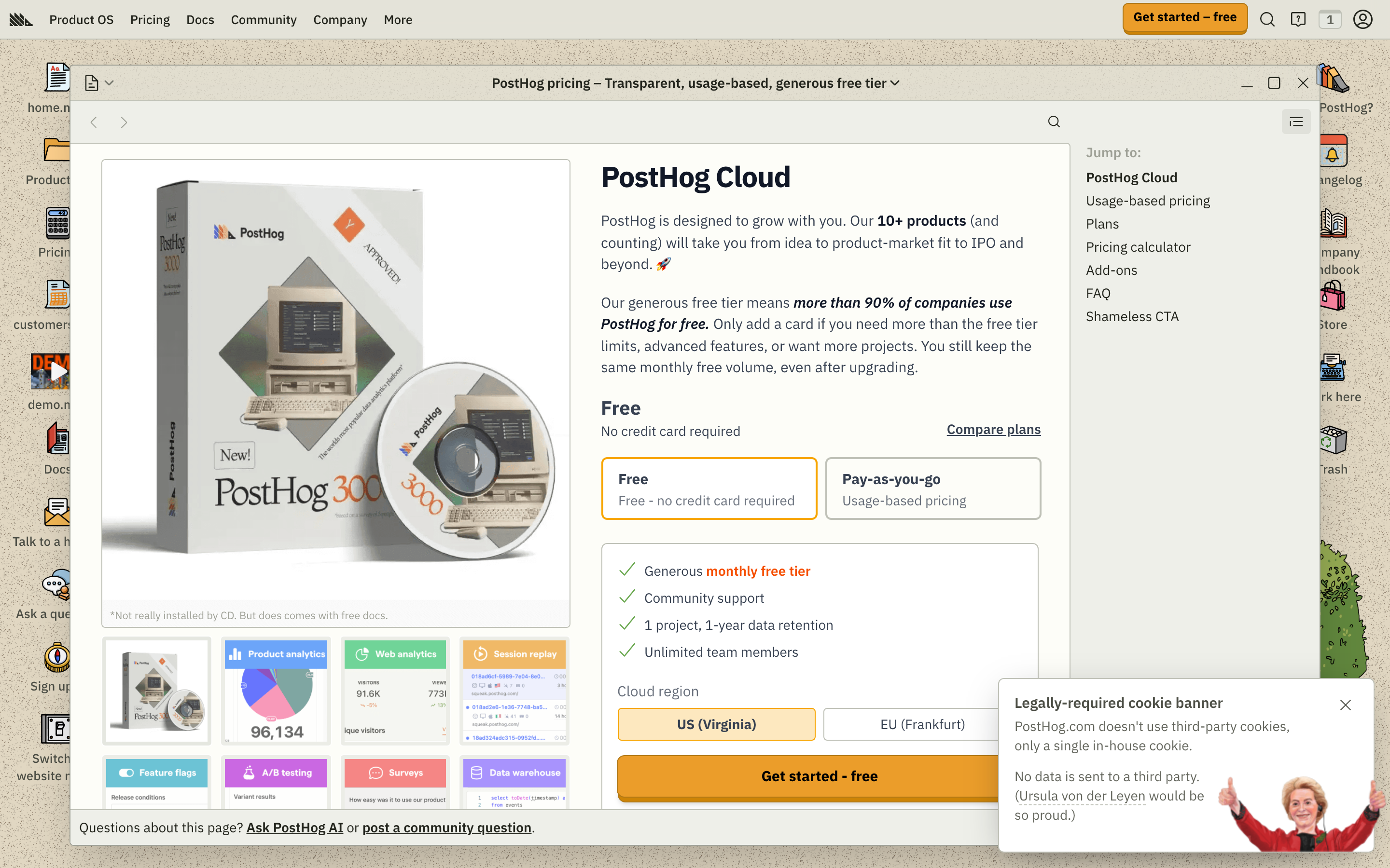 Posthog pricing page screenshot